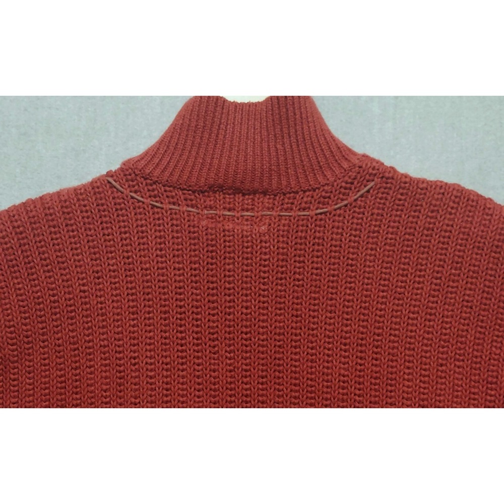 Womens Chunky Knit Mock Neck Sweater S Rust Colored Cozy Whipstitch Cottagecore - Picture 7 of 13